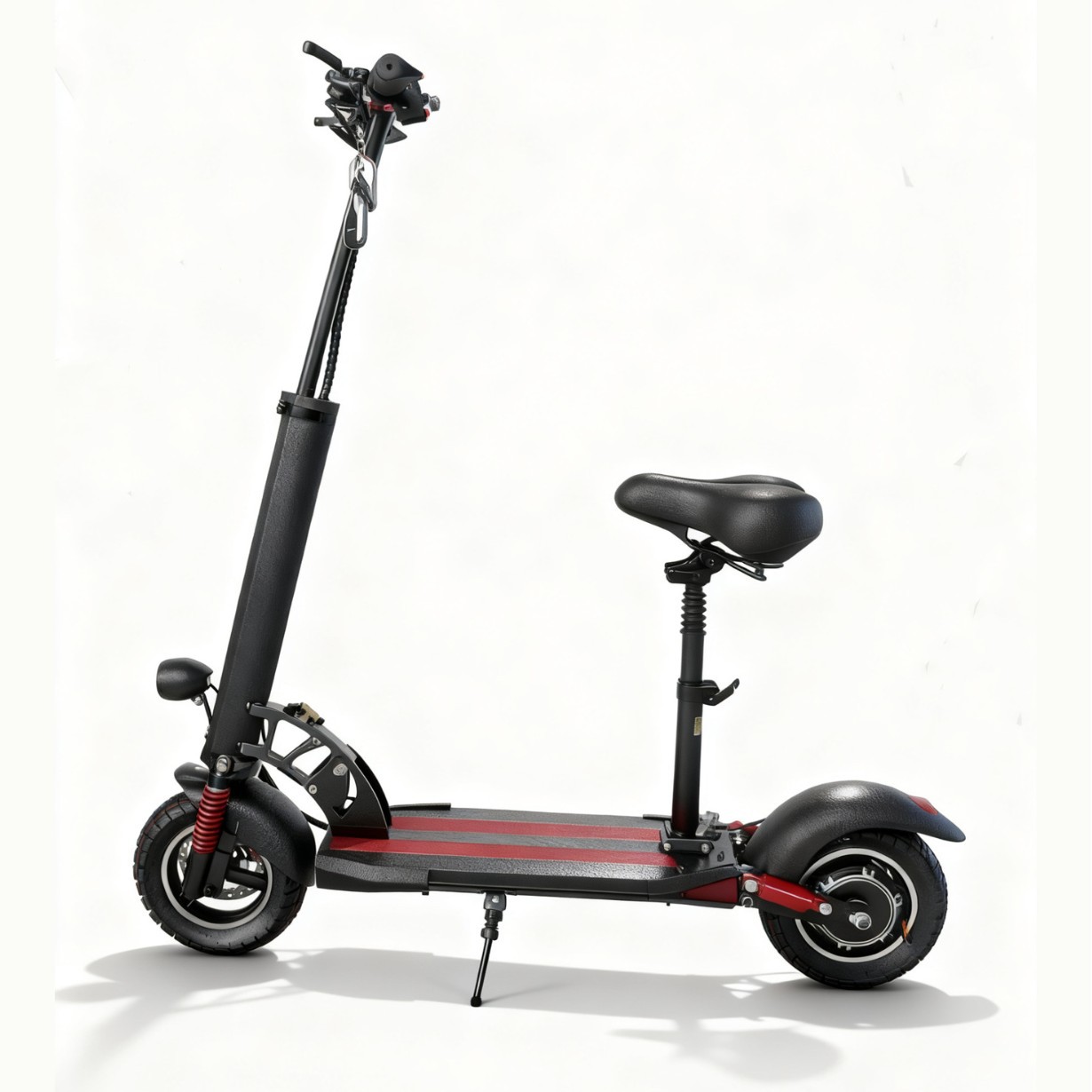 Black and red T10 seated electric scooter